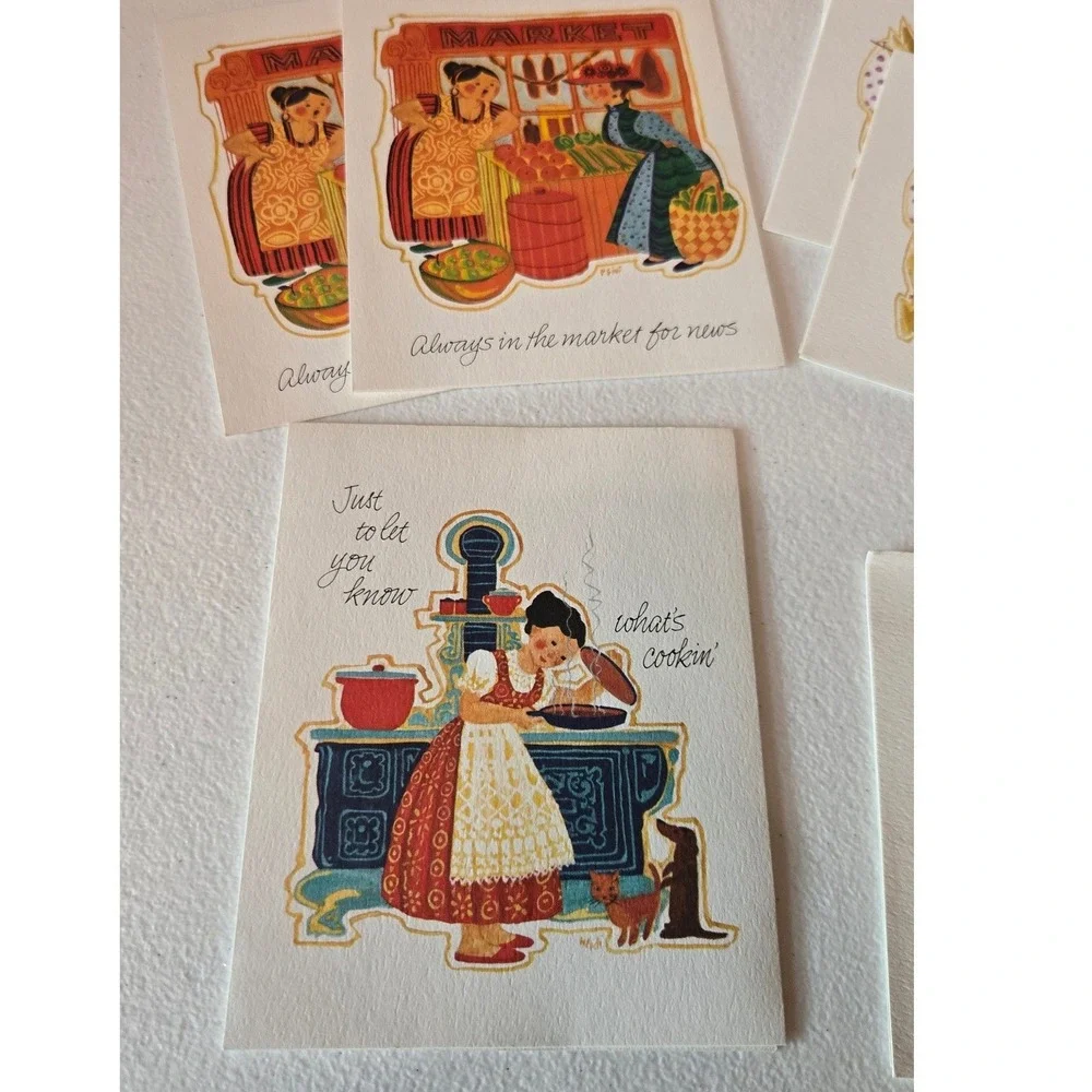 Vintage Current Inc Busy Housewife Note Cards Retro Homemaker Stationery Lot